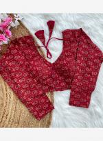 Cotton Red Casual Wear Printed Readymade Blouse